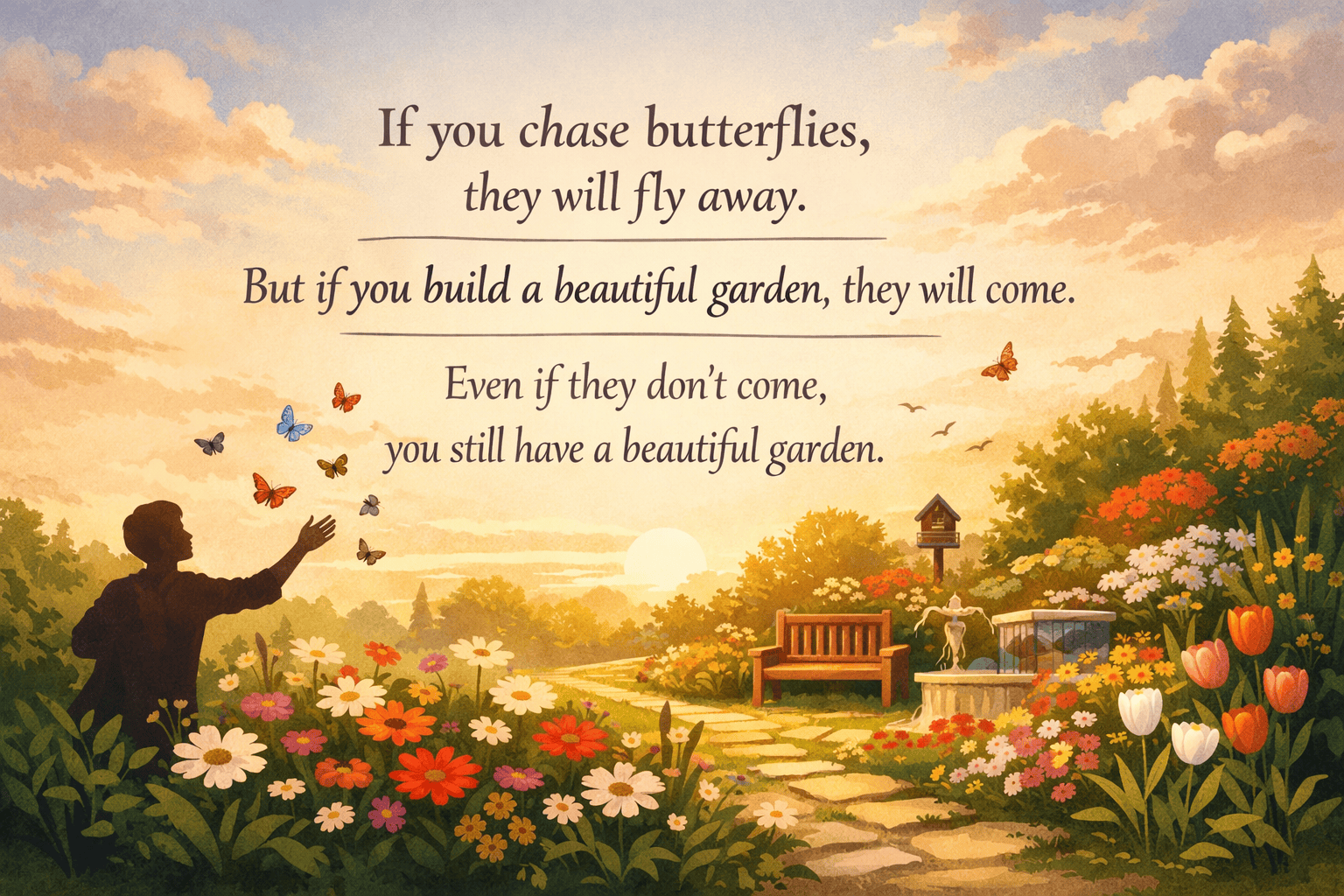 Butterflies in a garden